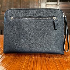 GIORGIO ARMANI  Pebbled Calfskin Document Holder/ Wristlet Case